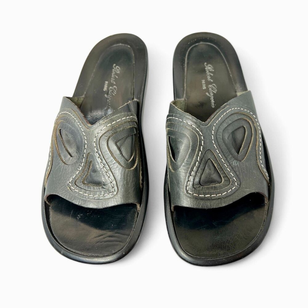 Robert Clergerie Black Leather Slip-On Shoes with Sculptural Design, Pristi, 9.5 - Picture 3 of 7